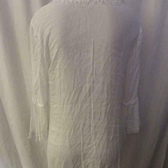 ST. BARTHS WHITE 3/4 SLEEVE BOHEMIAN TUNIC SZ S/M - Picture 4 of 7